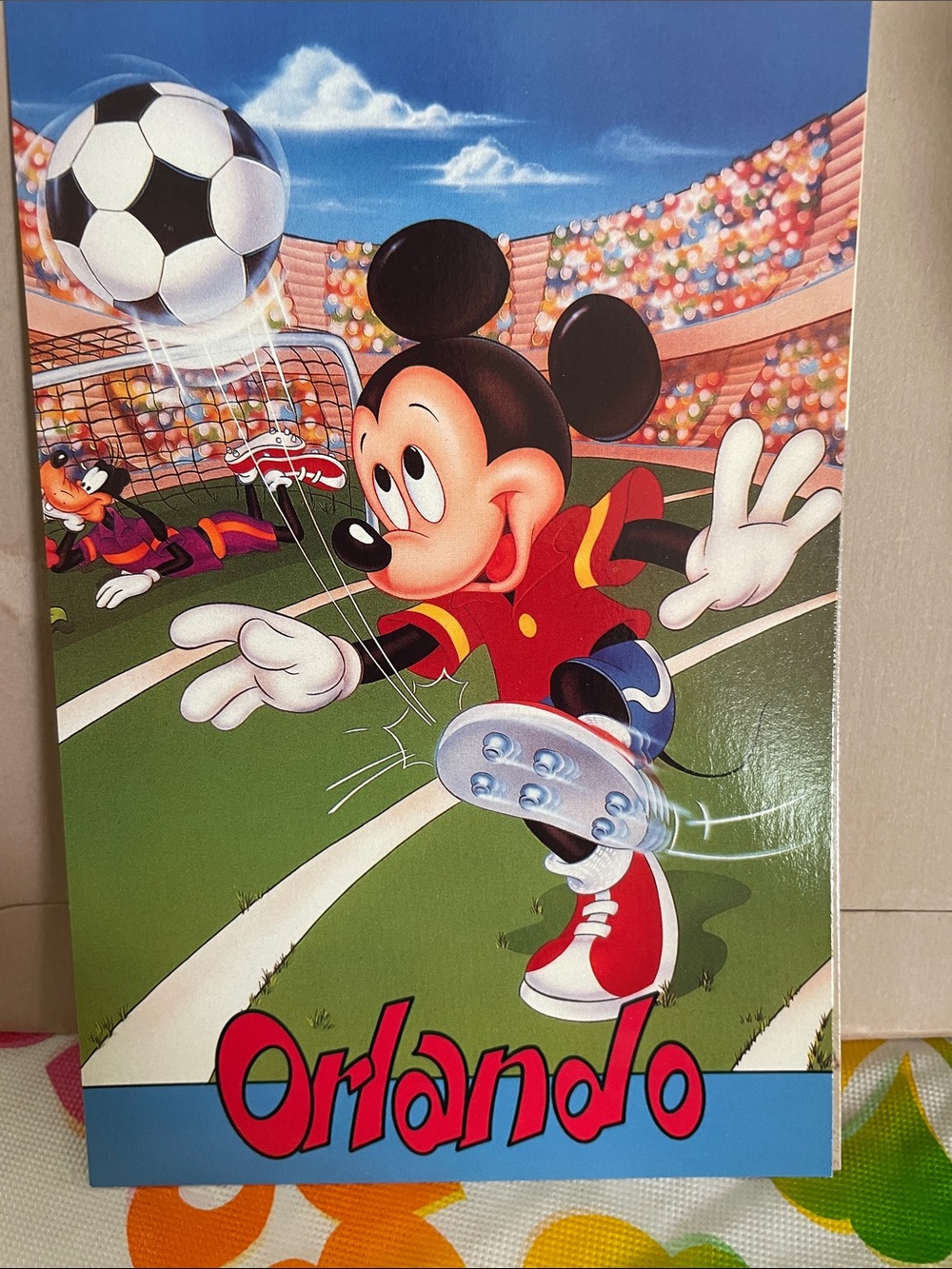 Disney Mickey Mouse Soccer Poster - Red, Black, Green, Blue